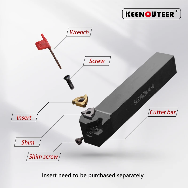 SER/L-B SER1212/1616/2020/2525 external thread turning tool CNC lathe machining cutter bar threading tool holder