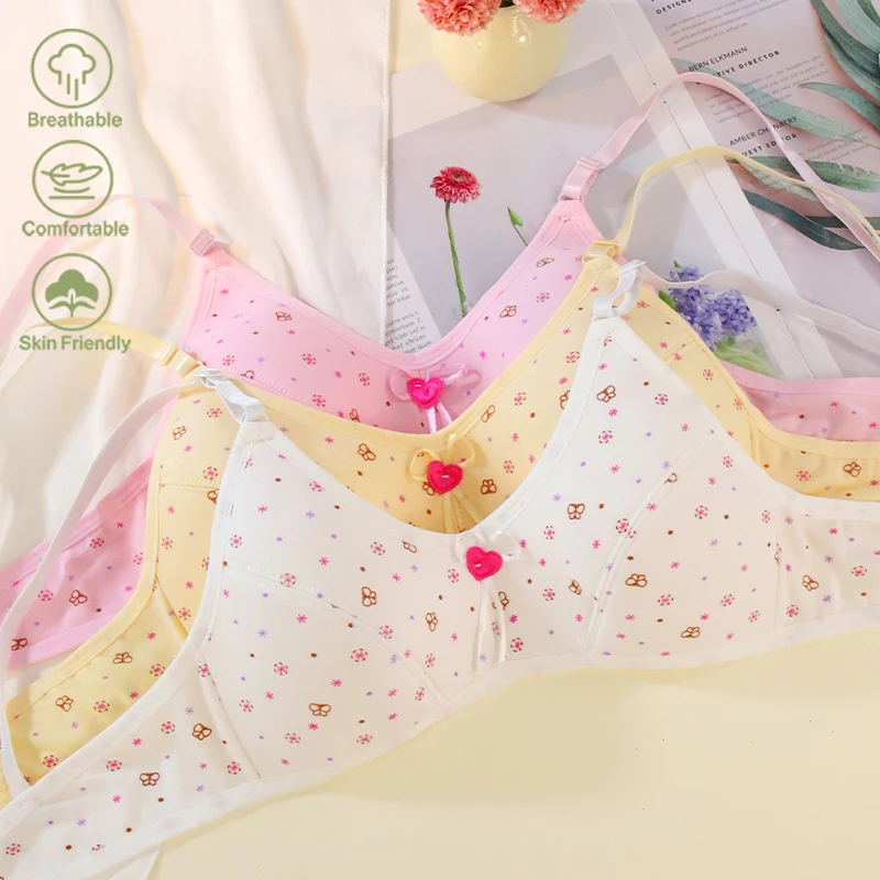 Japanese Sweet Underwear with Small Breasts for High School Students, Girls, No Steel Circles, Thin Wave Point Bra, Breathable a