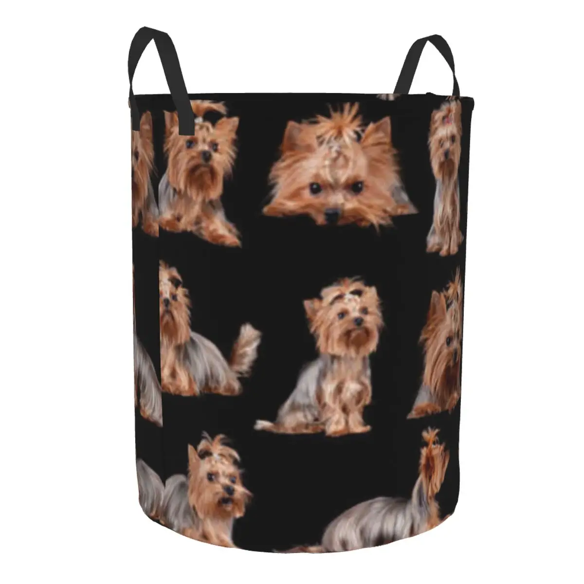 Yorkshire Terrier Dogs Background Waterproof Storage Bag Household Dirty Laundry Basket Folding Bucket Clothes Organizer