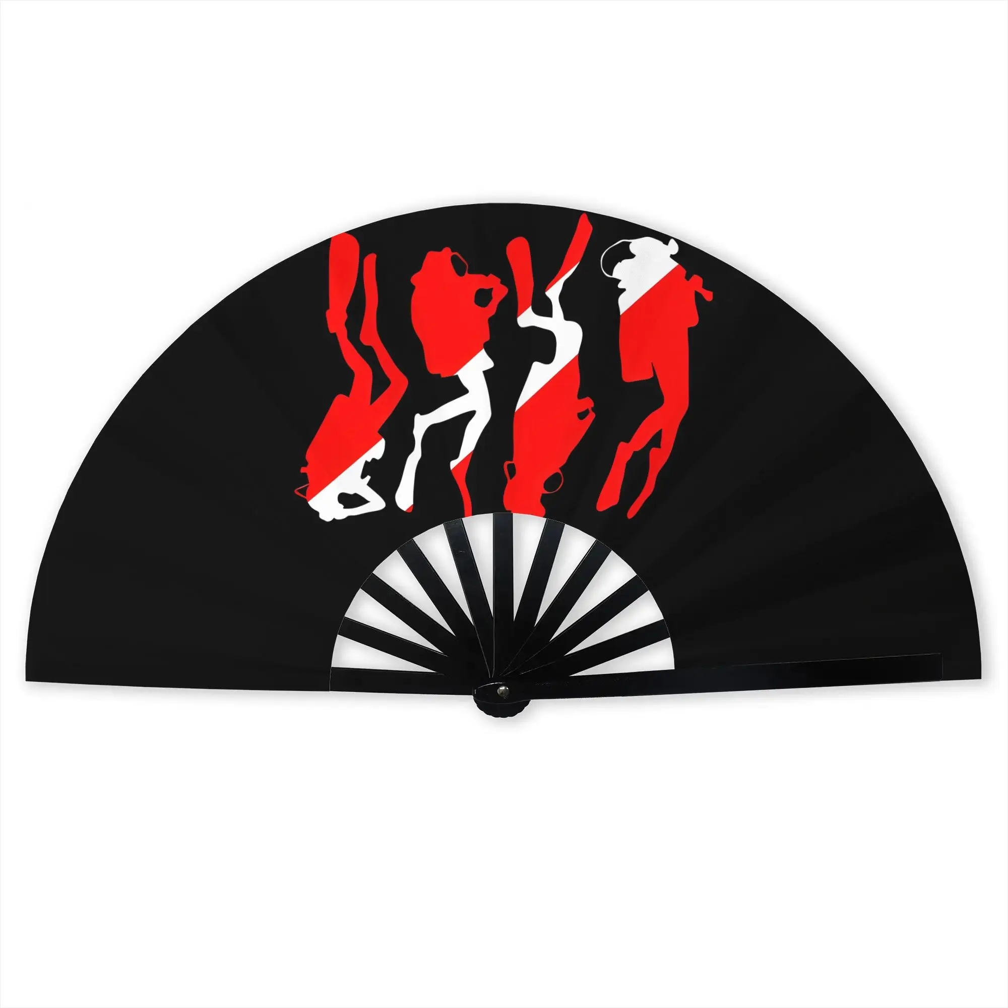 Vintage Scuba Dive Diver Folding Hand Fan Down Flag Diving Gear Polyester Fabric Fan Fashion Summer Accessory Decorative Fans