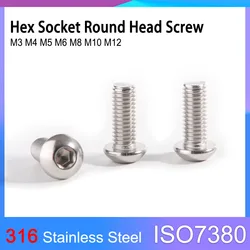 A4-70 Hexagon Hex Socket Round Button Head Screw 316 Stainless Steel Allen Bolt M3 M4 M5 M6 M8 M10 M12