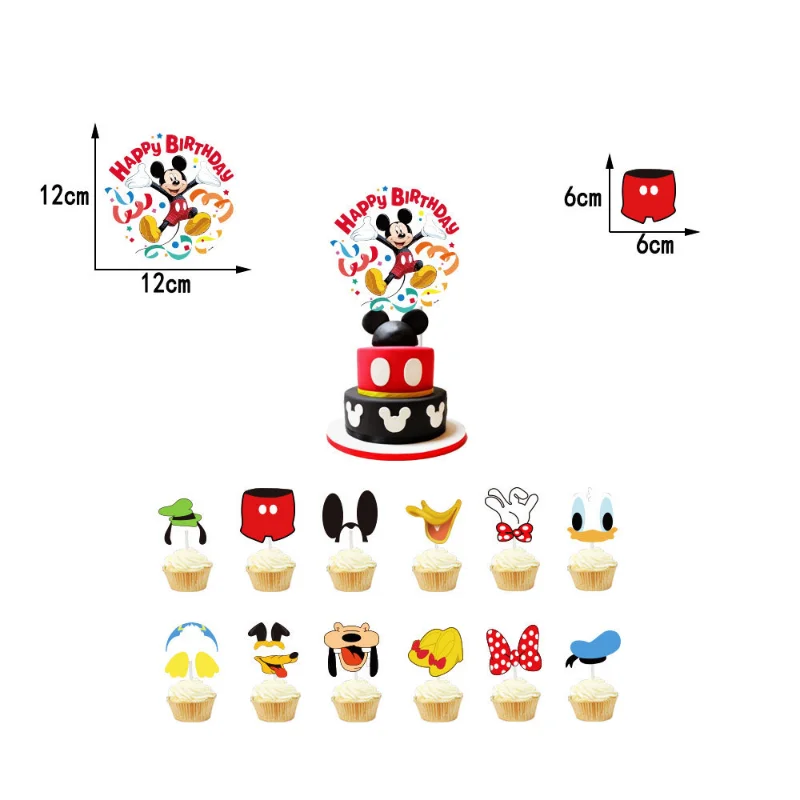 Disney Mickey Theme Party Decorations Party Balloon  Happy Birthday Banner Cake Topper Kids Toys Large Parties Supplies Set Gift