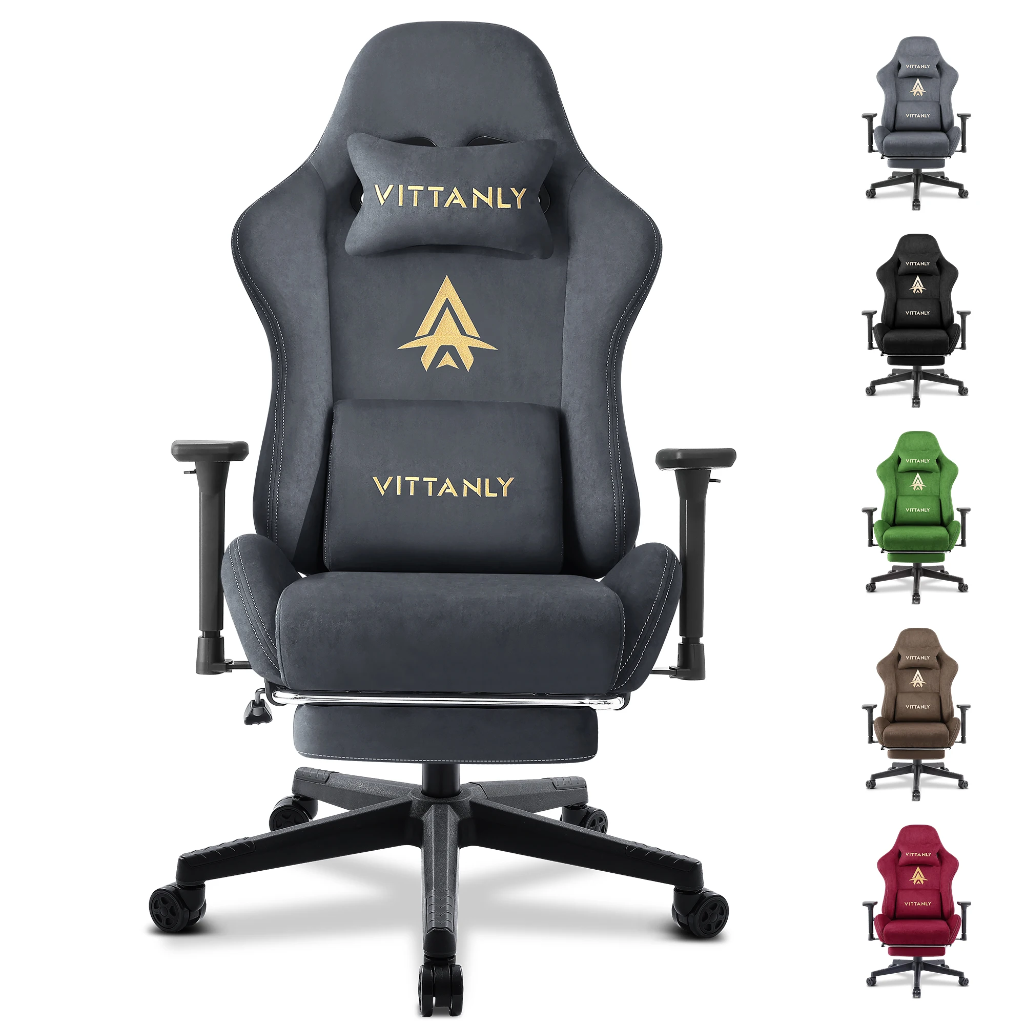 Gaming Chair Luxurious Breathable Office Chair Faux Suede Game Chair Ergonomic Gamer Chair With Footrest Headrest Lumbar Cushio