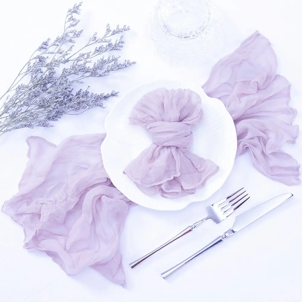 

Party Supply Table Decoration Gauze Napkin Reusable Thin Cotton Napkin Vintage Solid Color Placemats Banquet