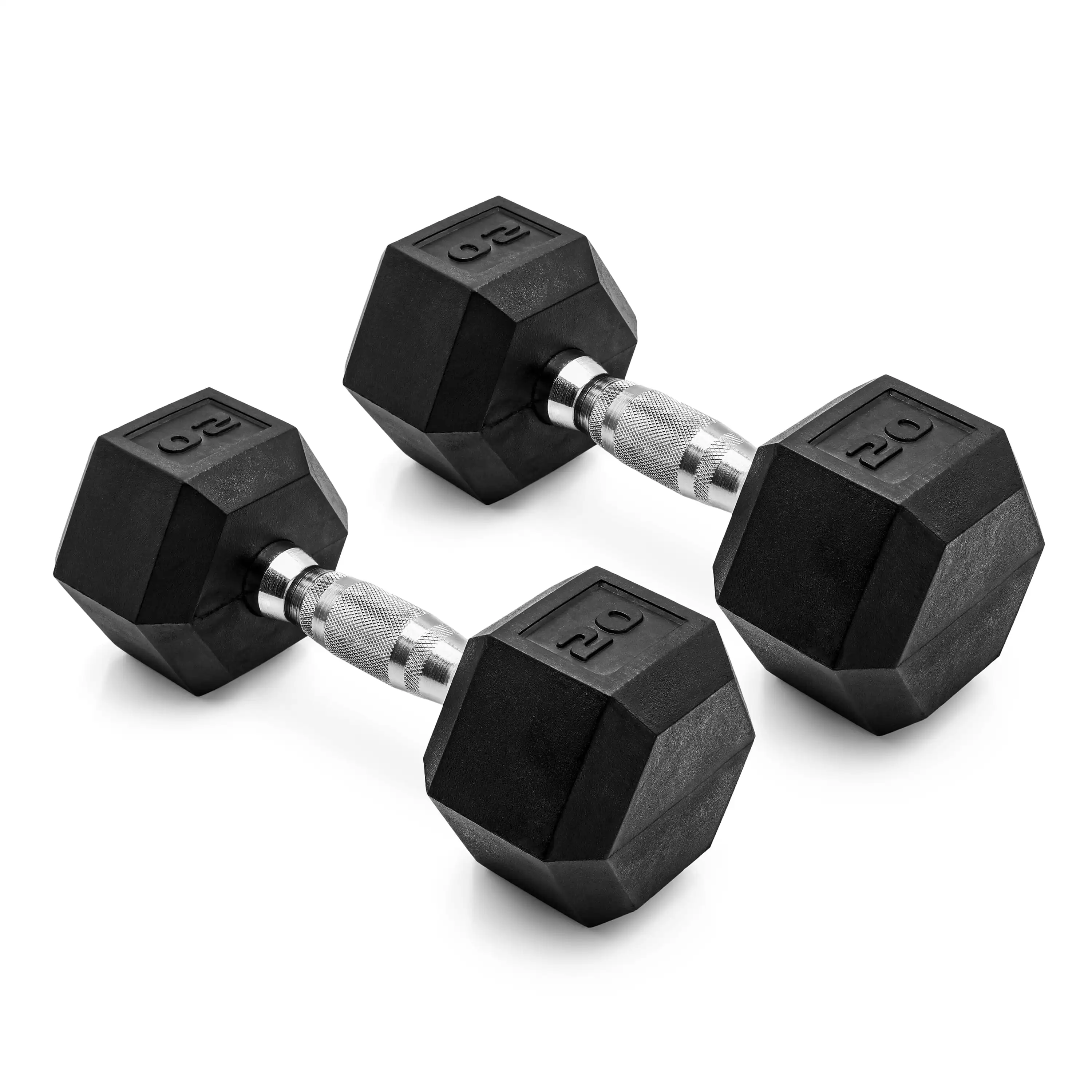 20lb Coated Rubber Hex Dumbbell, Pair