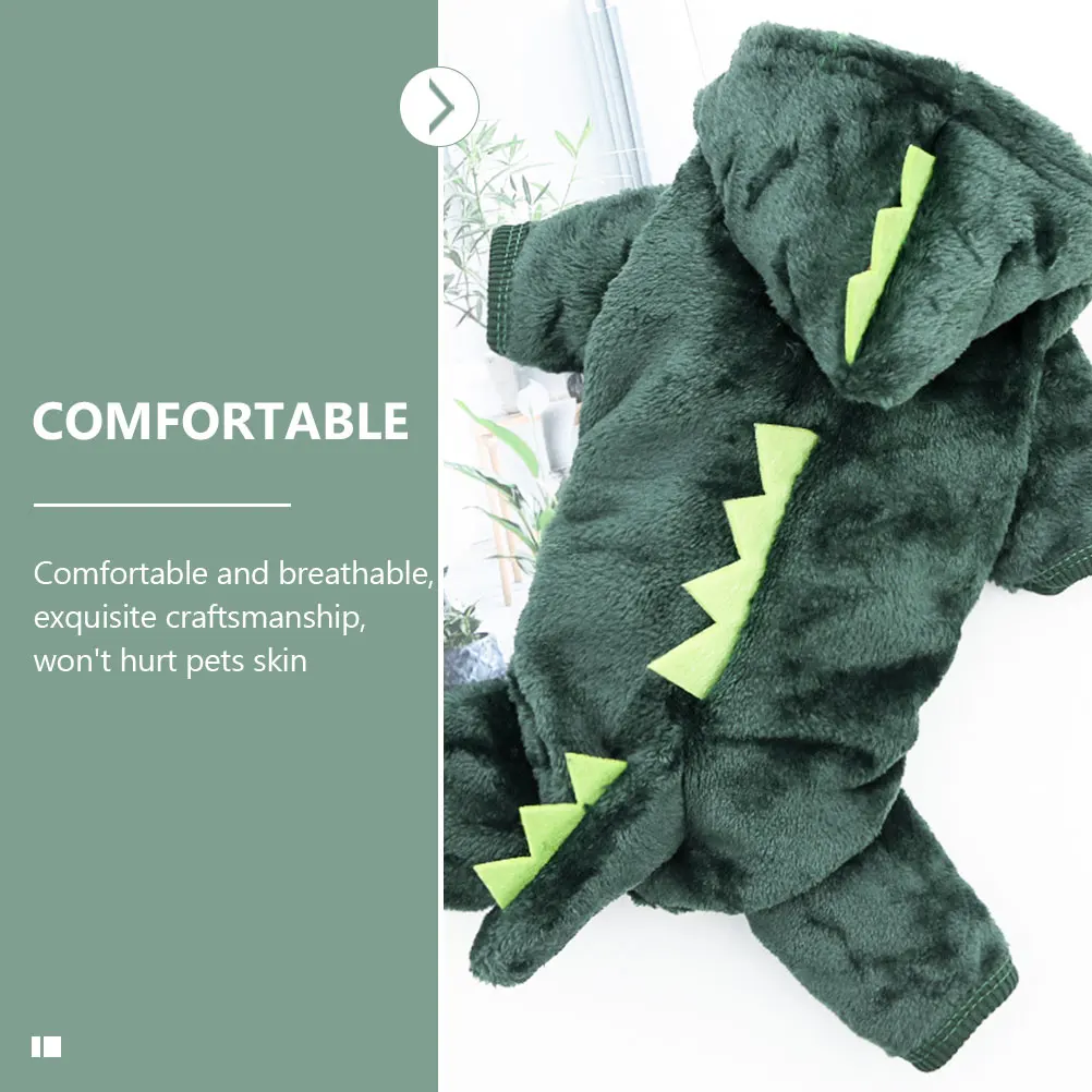 

Dinosaur Designed Dog Clothes Coral Fleece Pet Apparel Hooded Jumpsuit Large Sweater Puppy Costume Winter Coat Dogwear