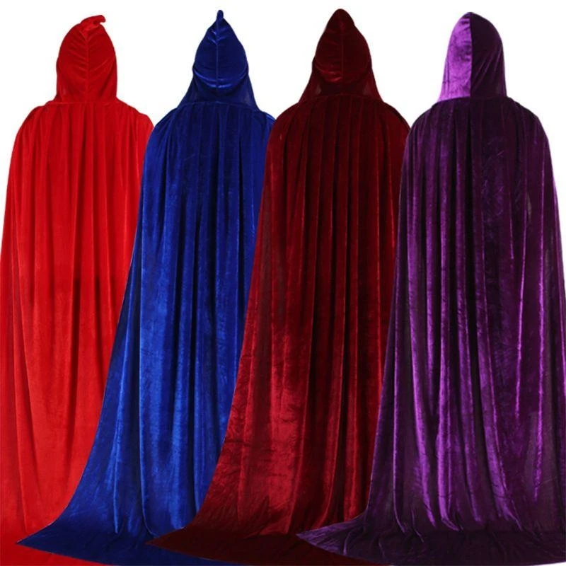 97QC القوطية المقنعين عباءة الكبار قزم الساحرة الطويل PURIM CARNIVAL HALOOWEEN CAPES ROBE