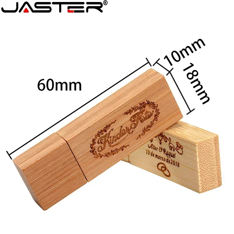 JASTER Free custom logo USB flash drive Wooden box Memory stick 128GB Pen drive 64GB 16GB 32GB 4GB Creative Wedding gift U Disk