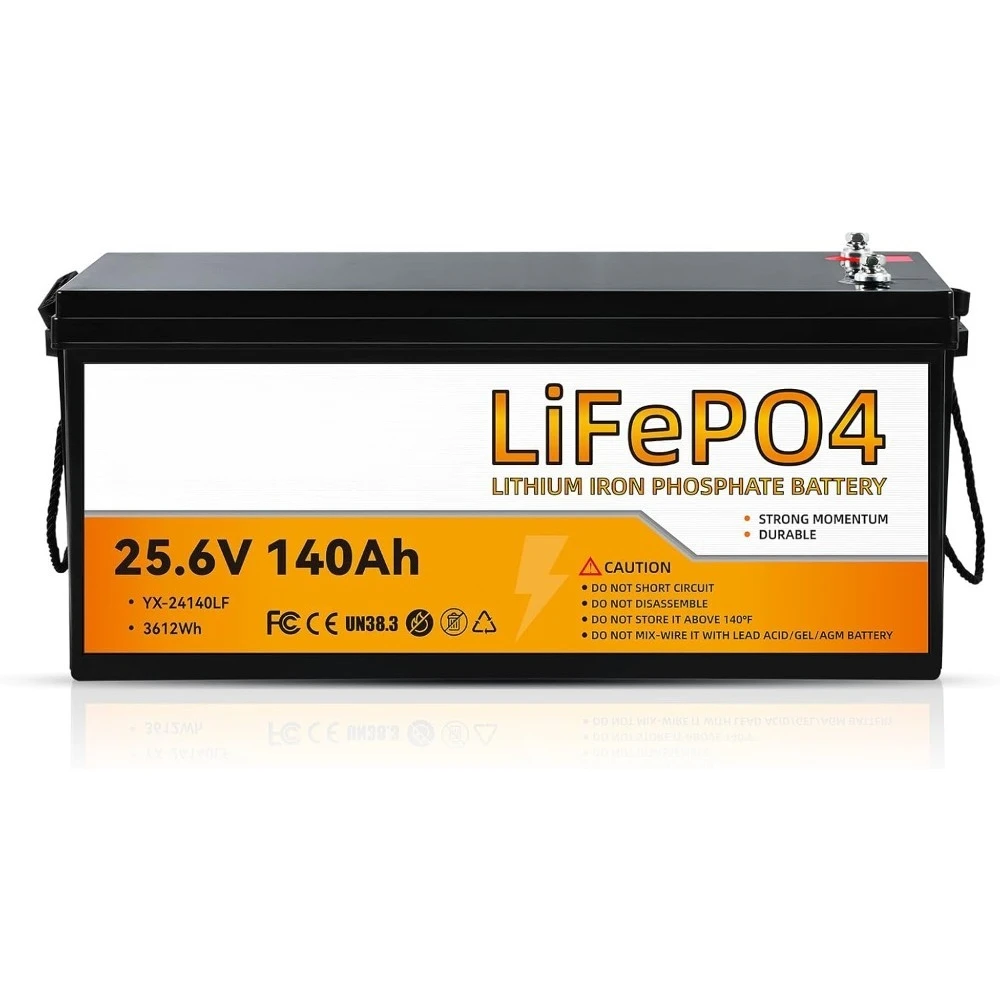 

Аккумулятор LiFePO4 24 В, 140 Ач, встроенный BMS на 100 А, литиевая батарея 3584 Втч, глубокий цикл 4000–15000 и срок службы 10 лет, идеально подходит для Мари