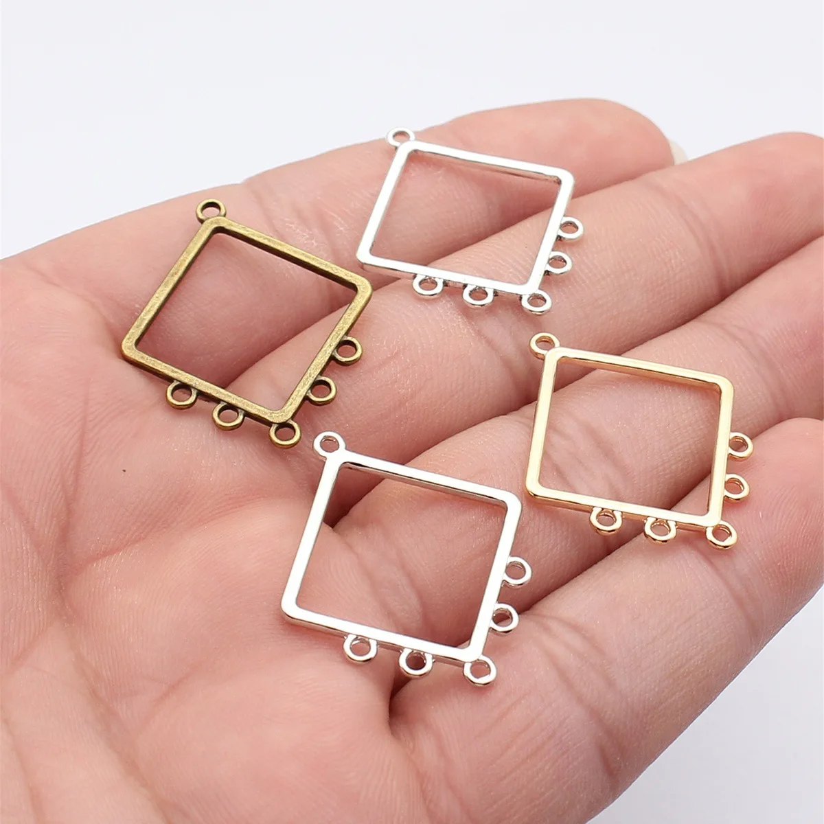 WYSIWYG 20pcs 32x27mm 5 Colors Hollow Rhombus Earring Connector For DIY Jewelry Making