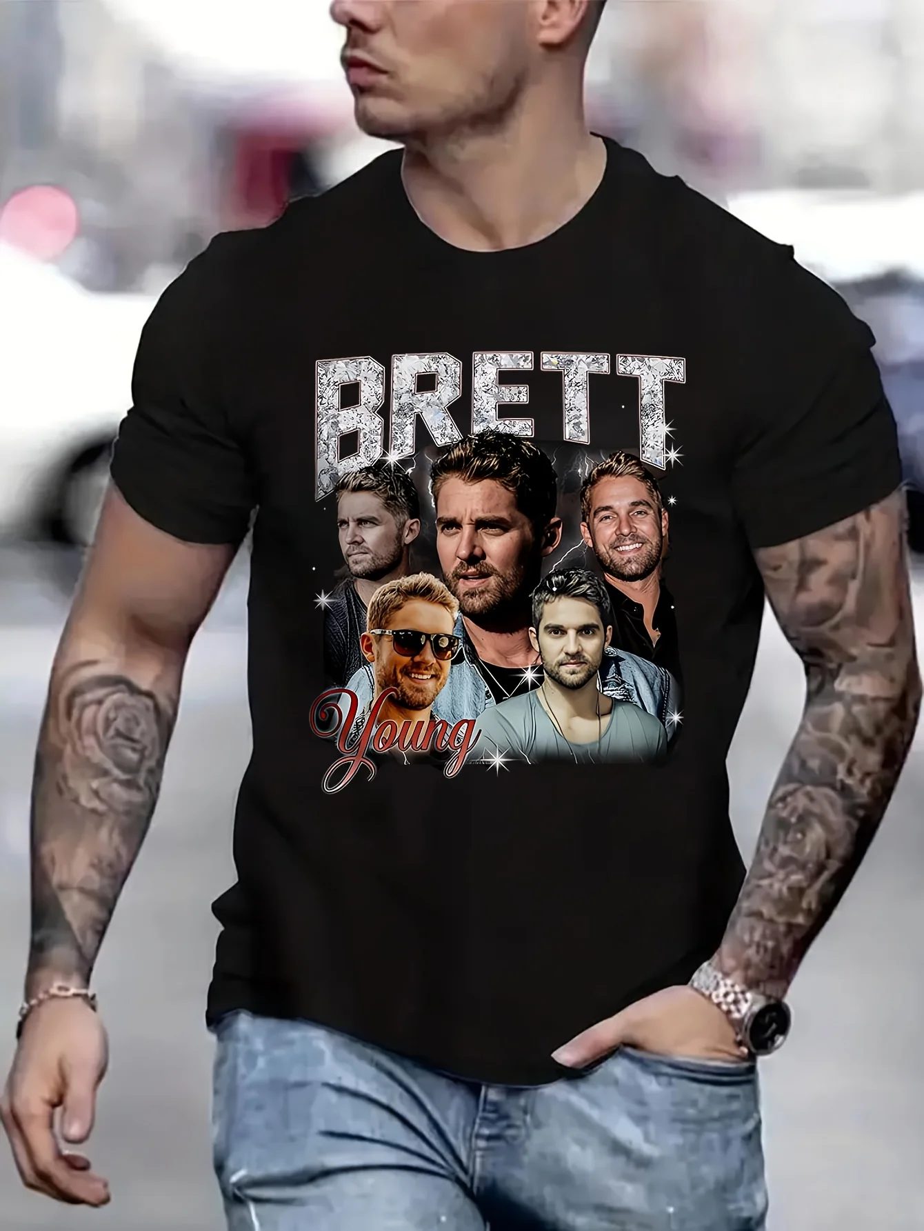 Brett Young Autumn Tour Tshirts Men A Man's Gift Shirts For Men Anime Men T shirt Printed T-Shirt B5021481