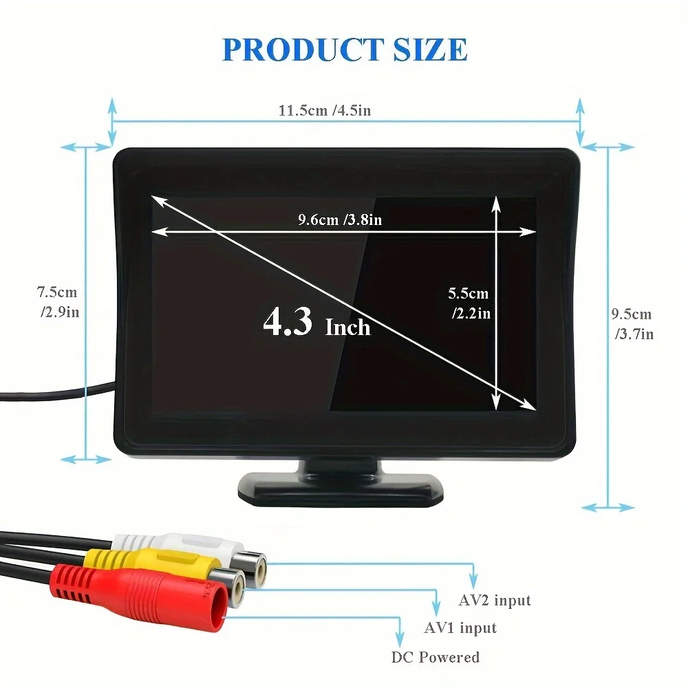 4.3\'\' Wireless Car Monitor+Night Vision Reverse Camera Backup Rear View Parking Kit, With Adapter