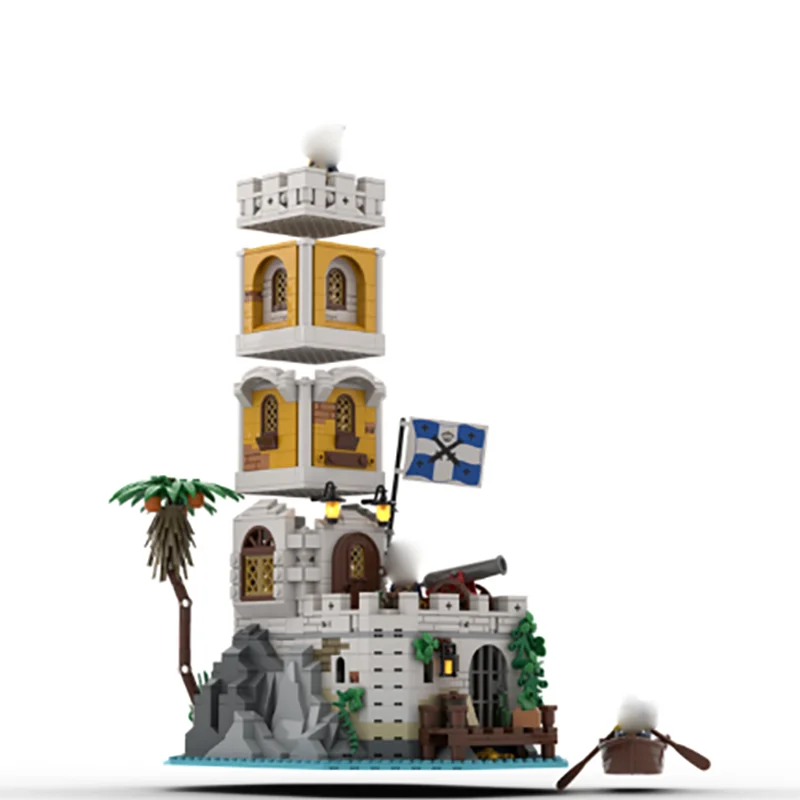 Spot educacional moc blocos de construção modelo castelo sabre barreira tecnologia tijolos diy montagem brinquedos construção férias das crianças