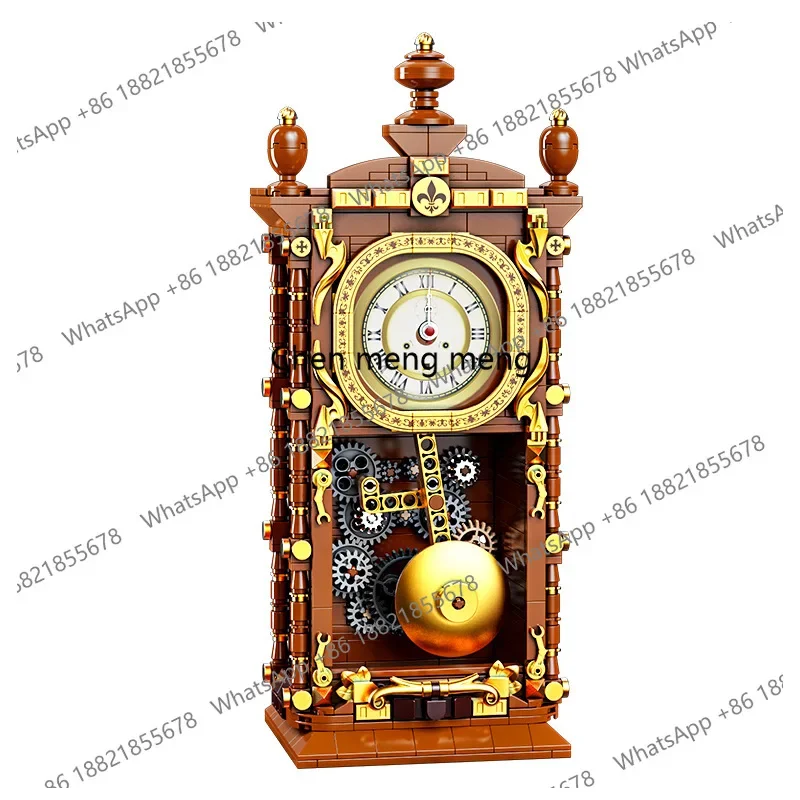 d178 Swinging Retro Mechanical Pendulum Clock Building Blocks - 751 Pcs 3D Model Kit for Adults, Unique Home Decor Gift Idea