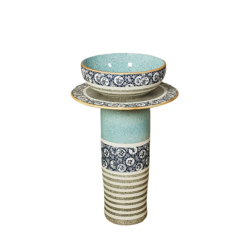 

Retro zodiac auspicious creative ceramic column basin floor column washbasin antique home