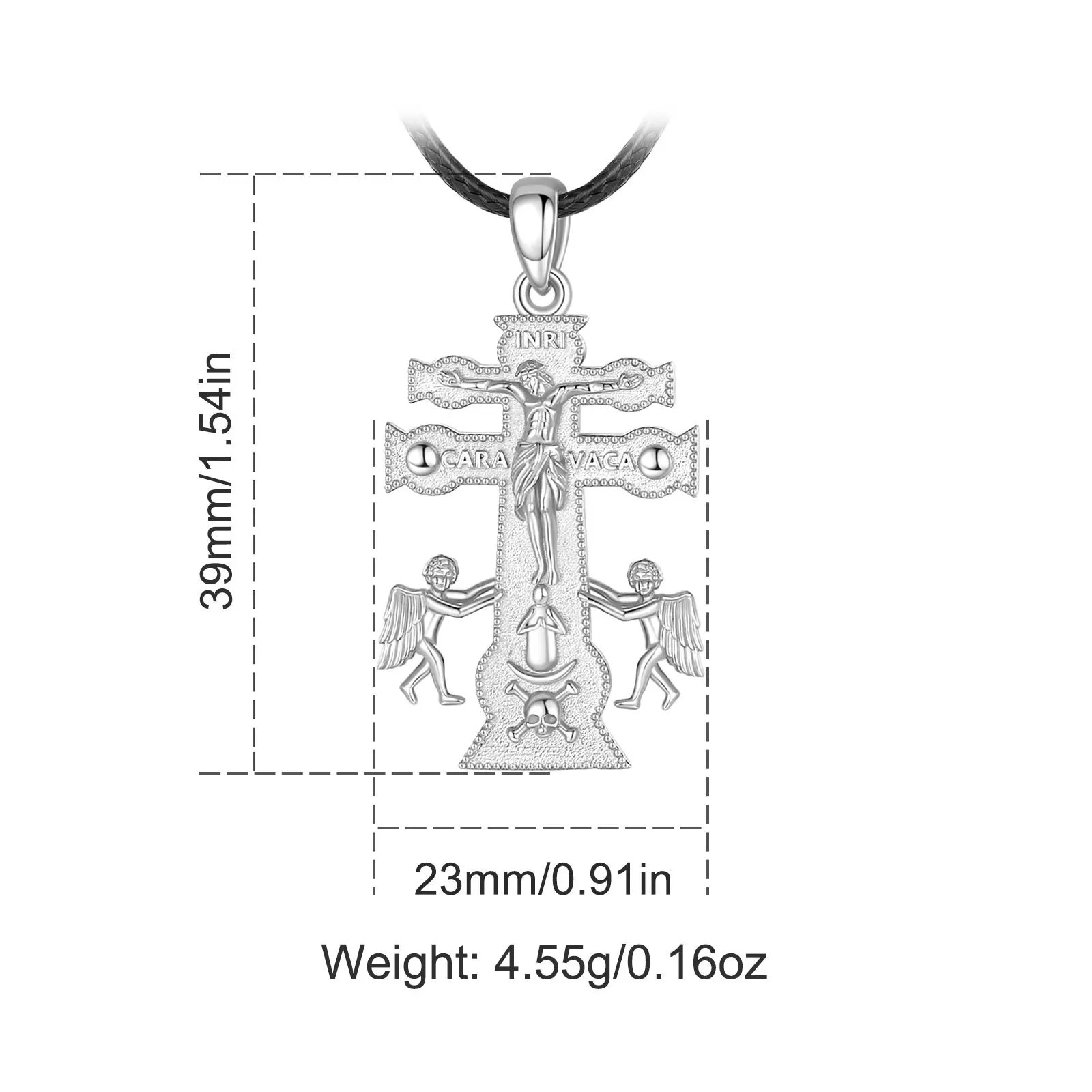 Eudora 925 Sterling Silver Caravac Cross Necklace Cherub Angel Religious Catholic Pendant Men Women Jewelry Personality Gift