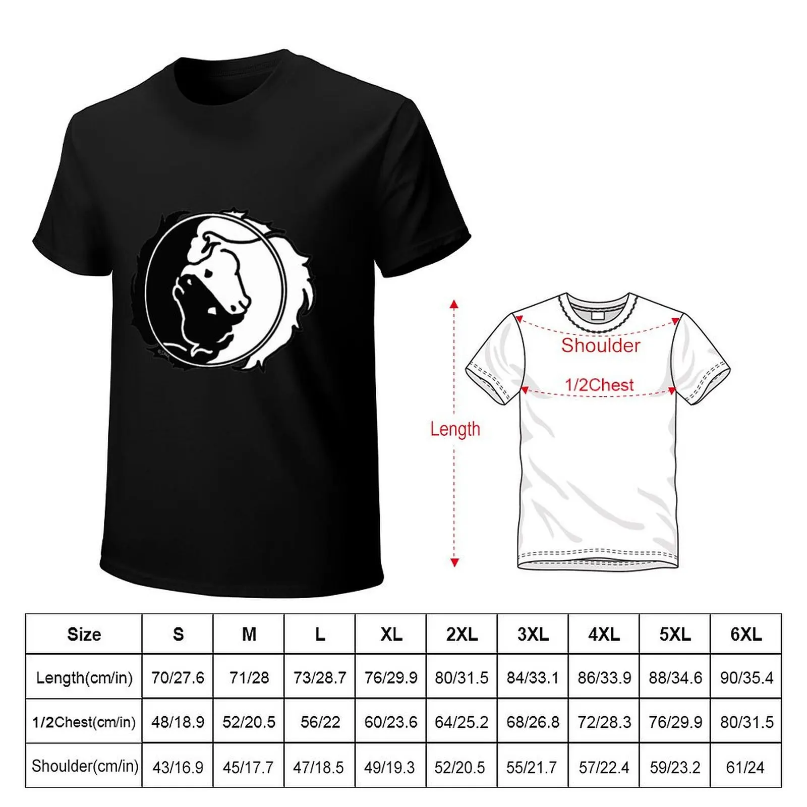 Finding Balance - Horse Yin Yang in Black & White T-Shirt Soft Anti-Shrink Cotton Tee