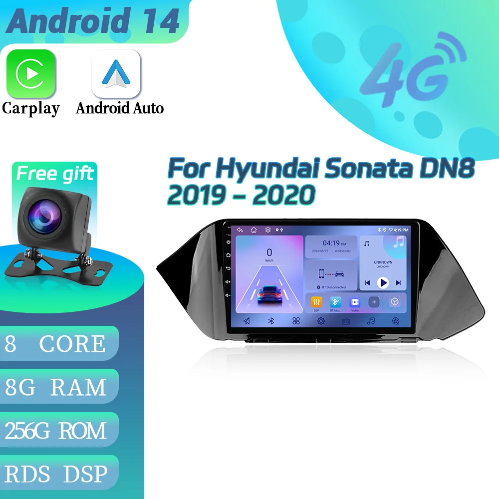 

Car Radio Multimedia Video Android 14 For Hyundai Sonata DN8 2019-2020 4G GPS Wireless BT Carplay Navigation Touch Screen Stereo