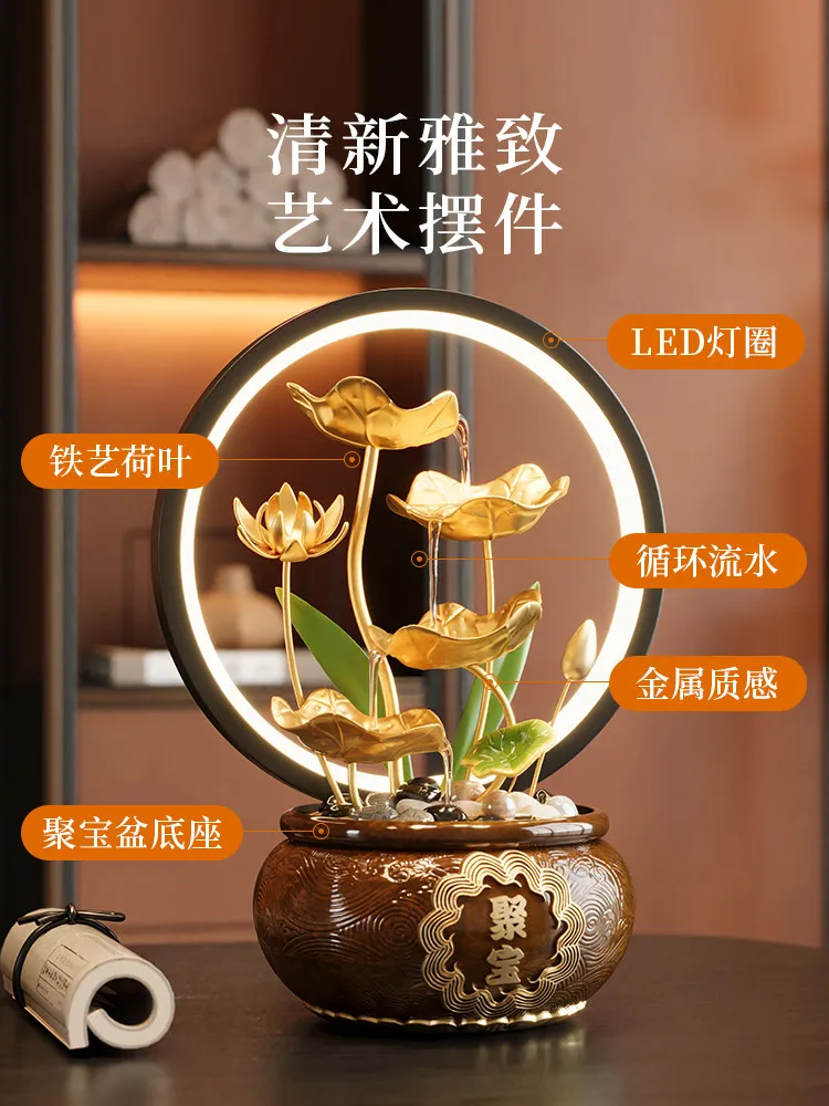 Cornucopia Chinese-style flowing water ornament circulating water into the home living room wine cabinet light luxury high-end d