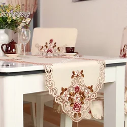 Table Runner Beige Dining Table Cloth Runners Europe Embroidered Tablecloth Table Cover Peony Banner Pad Cabinet Home Decor