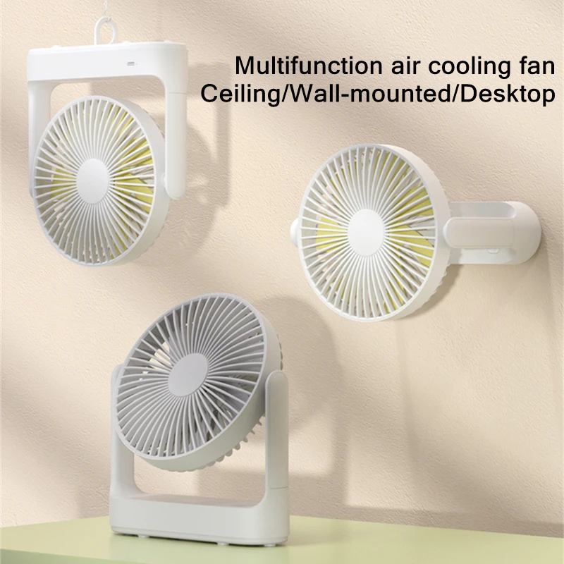 Wiederaufladbare Tragbare Elektrische Fan USB Mini Multifunktions 4000mAh Batterie Betrieben 4 Speed Wand Montiert Kühlung Ventilator Fan