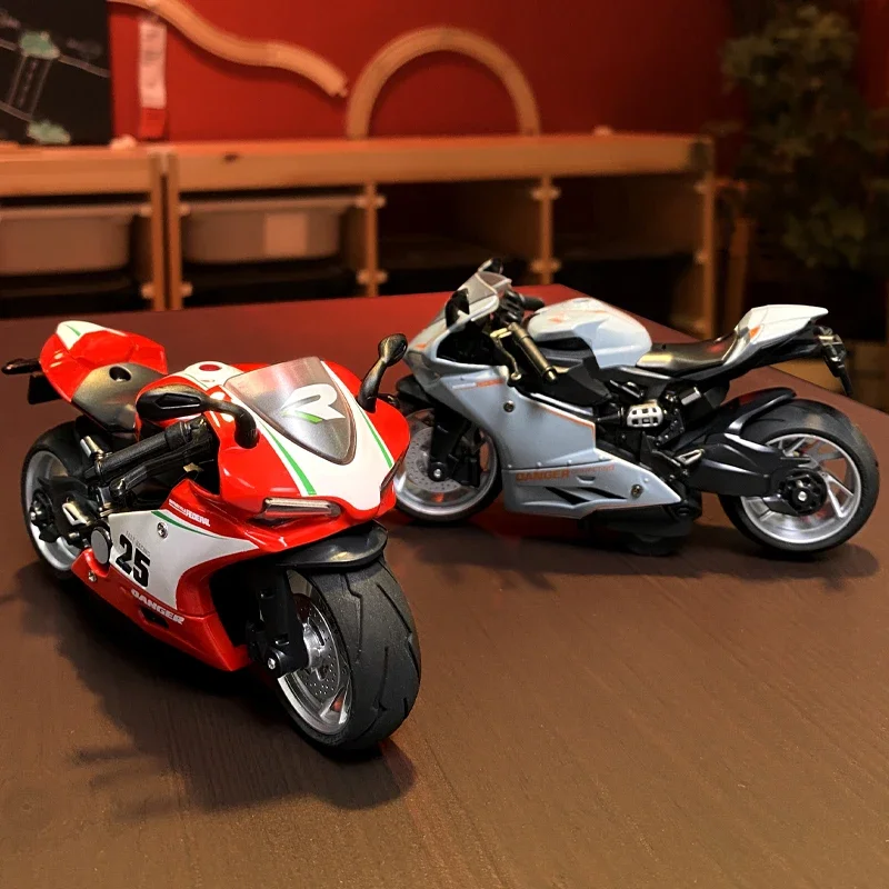 Simulation Iron Riding Motorcycle Power Control Alloy Car Model Light Sound Effect Racing Car 3 Years Old Boy and Children's