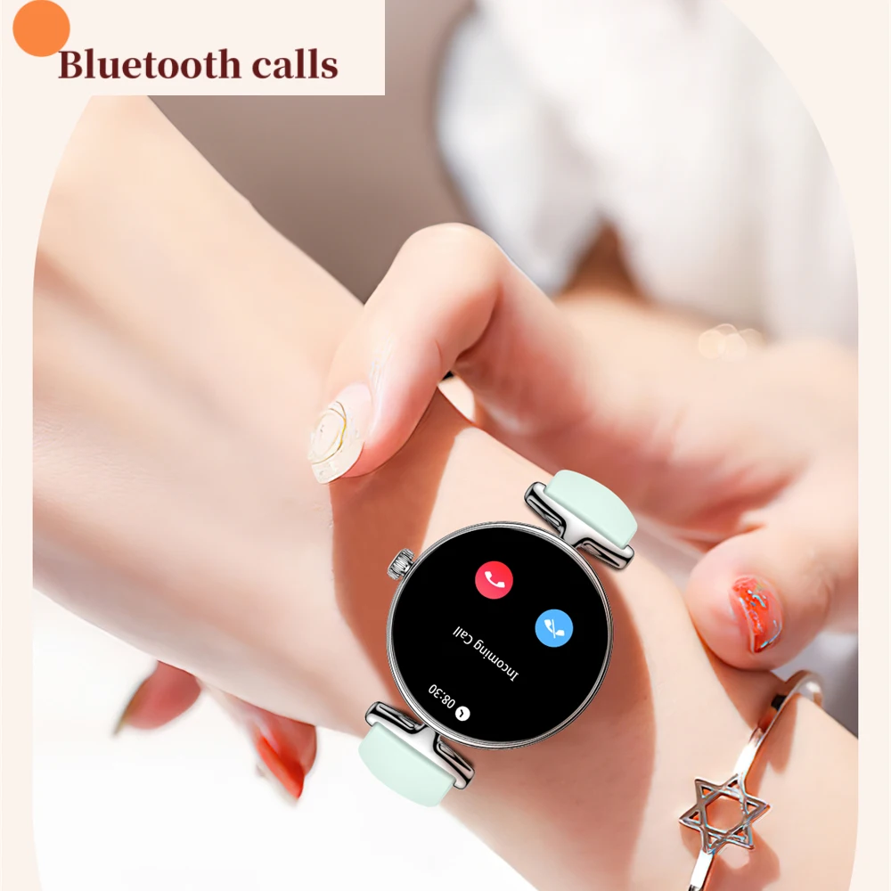 

Будильник 1,19 "АМОЛЬНЫЙ экран Женские умные часы с синим зубом для звонков Здоровье Сердечный ритм Спортивный браслет Музыка Водонепроницаемые умные часы