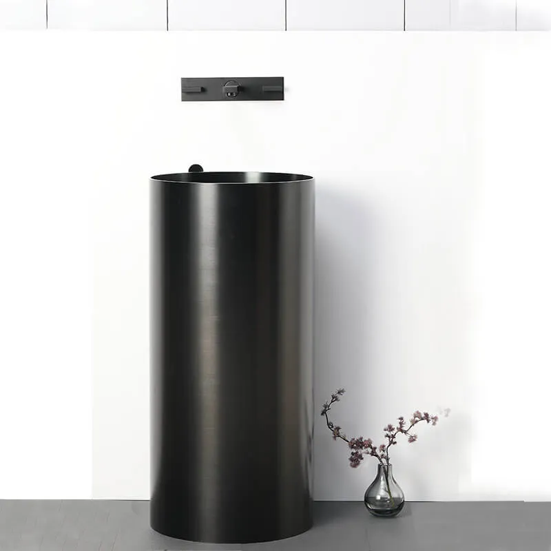 Bathroom Copper Color Freestanding Round Single Bowl SUS 304 Corner Sink Stainless Steel Laundry Sink