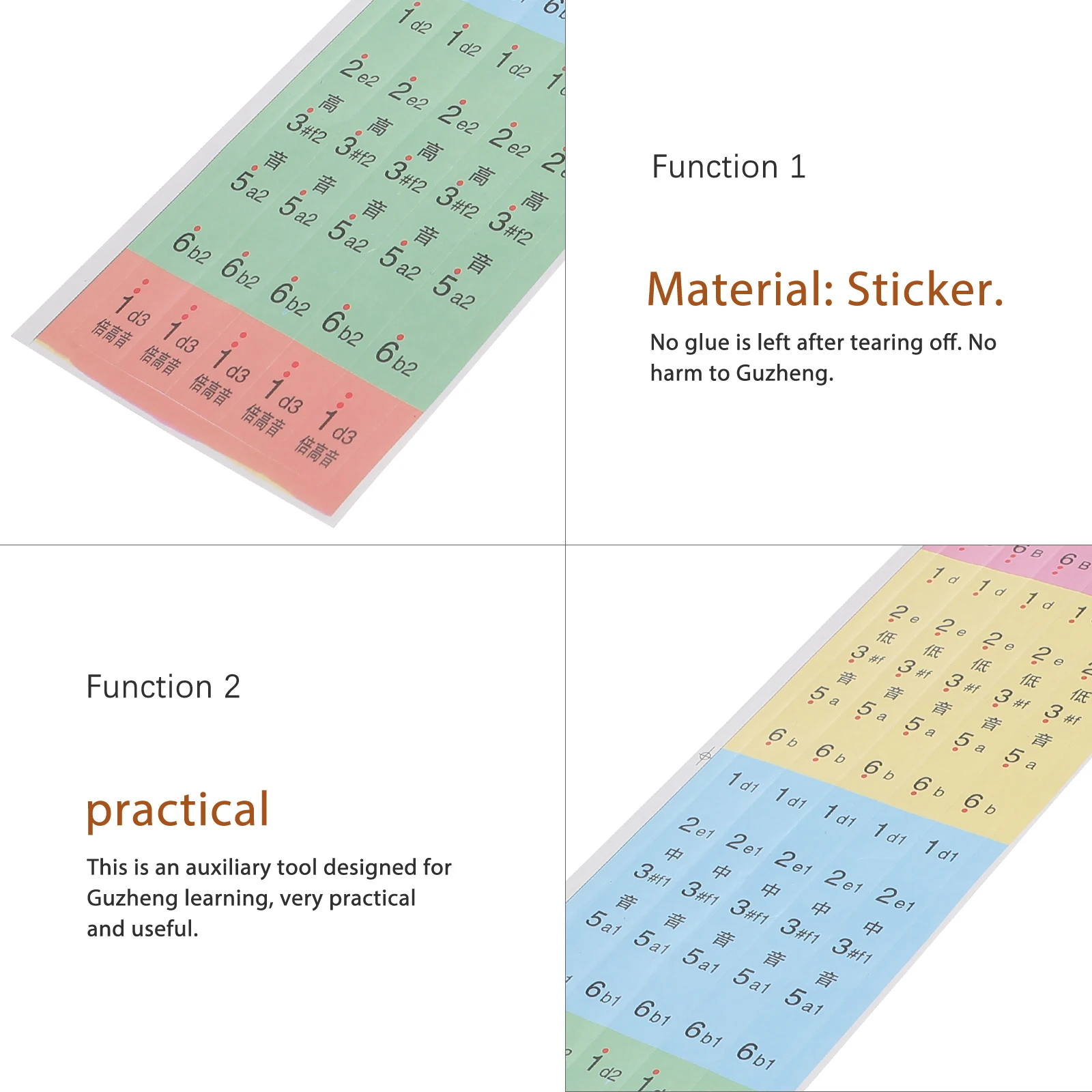 

2Pcs Guzheng Scale Stickers Decals No Glue Residue Guzheng Practicing Accessory Beginner Learning Helper