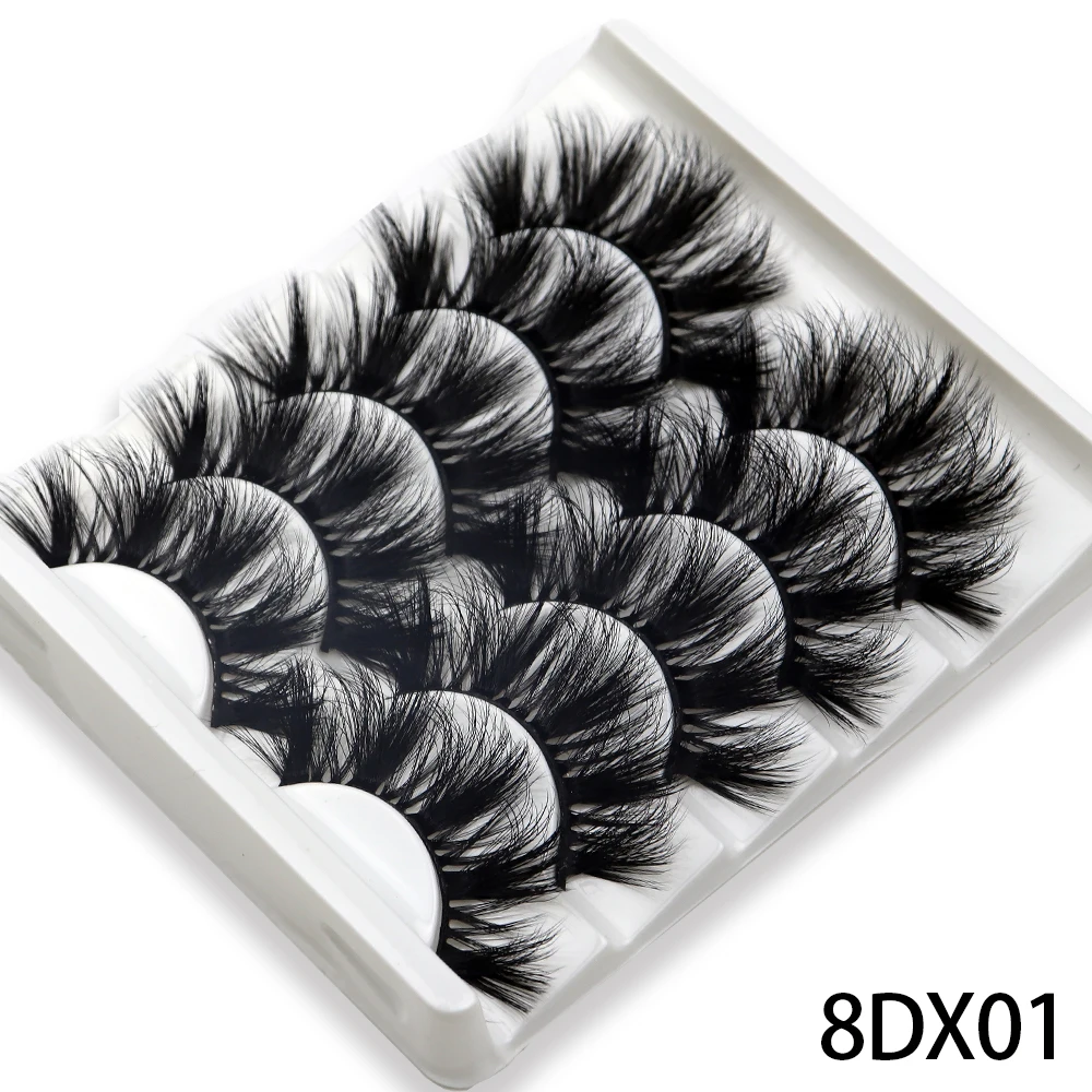 5 Pairs 3D Mink Lashes Natural Long False Eyelashes Thick Eyelashes 20-25mm Dramatic Eyelash Extension Sexy Eye Makeup Maquiagem