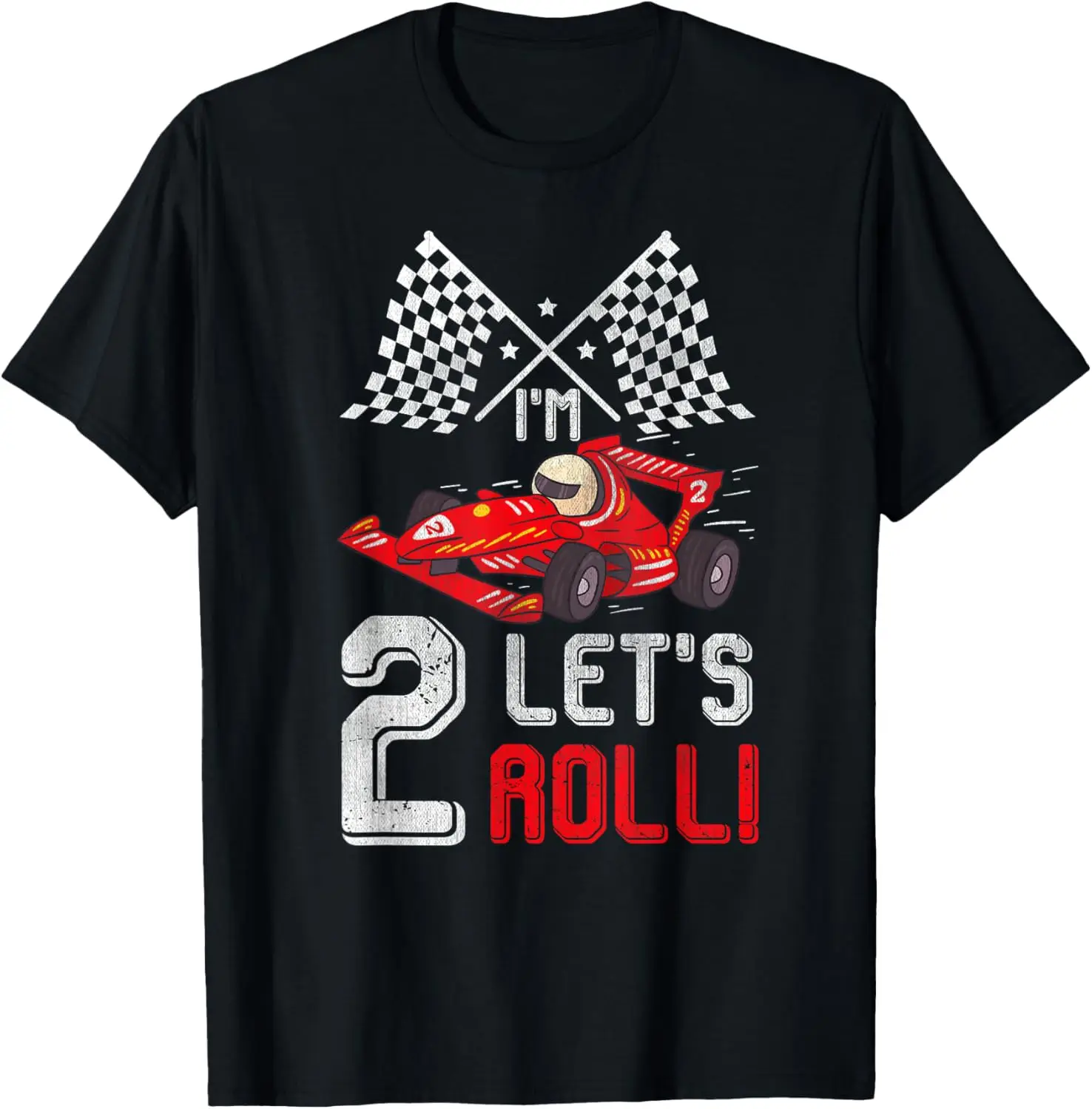 

2nd Birthday Race Car 2 Year Old Let's Roll Toddler Boy T-Shirt