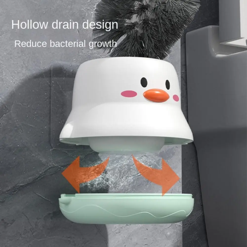 Cartoon Cartoon Chick Toilet Brush Wall-Mounted with Plastic Holder Toilet Bowl Cleaner Non-Slip Easy To Clean