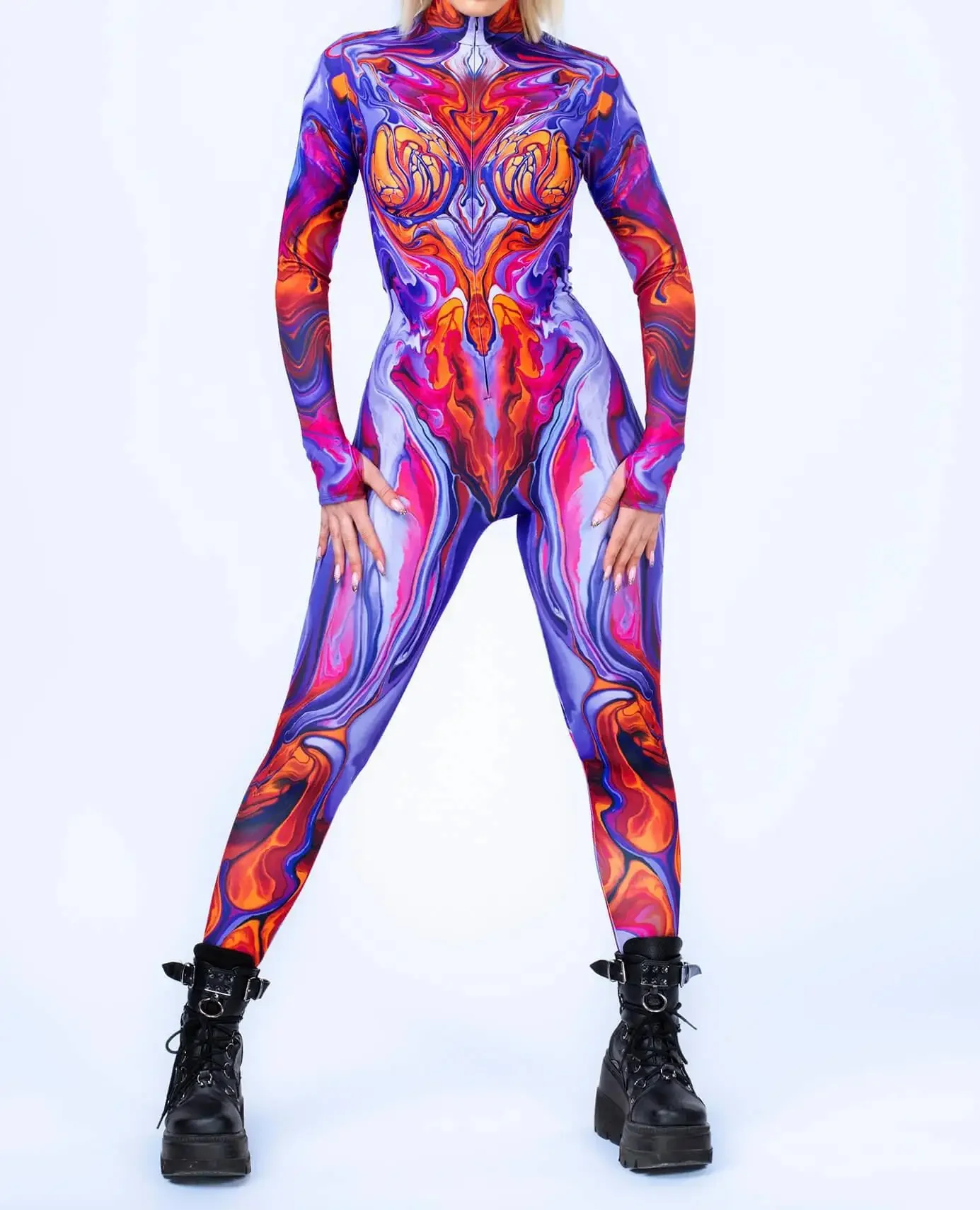 Women Men 3D Digital Printing Tights Adults Halloween Cosplay One-piece Costumes for Party Stage Show Dress Up Jumpsuit