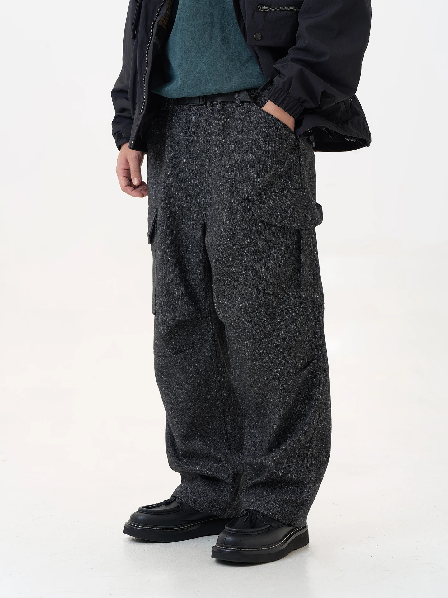 

MIDUPDATE 2025 Autumn Commute Heavyweight Vintage Loose Drapey Casual Large ket Long Pants Straight Leg Polyester Fiber