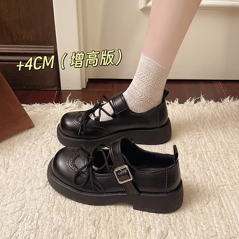 

Thick-soled Round-toe Square-heel Buckle Low-cut Fashionable Versatile Comfortable Anti-slip Breathable Women's Single Shoes