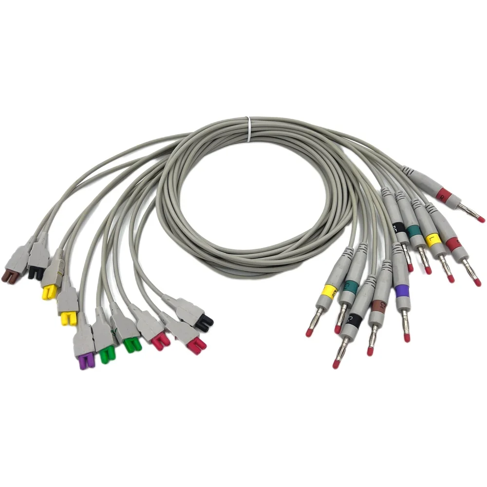 Custom Medical Connection Cable OEM, TPU Leadwire, Lemo DIN Banana MicroUSB, Class I Medical Grade, Made to Order