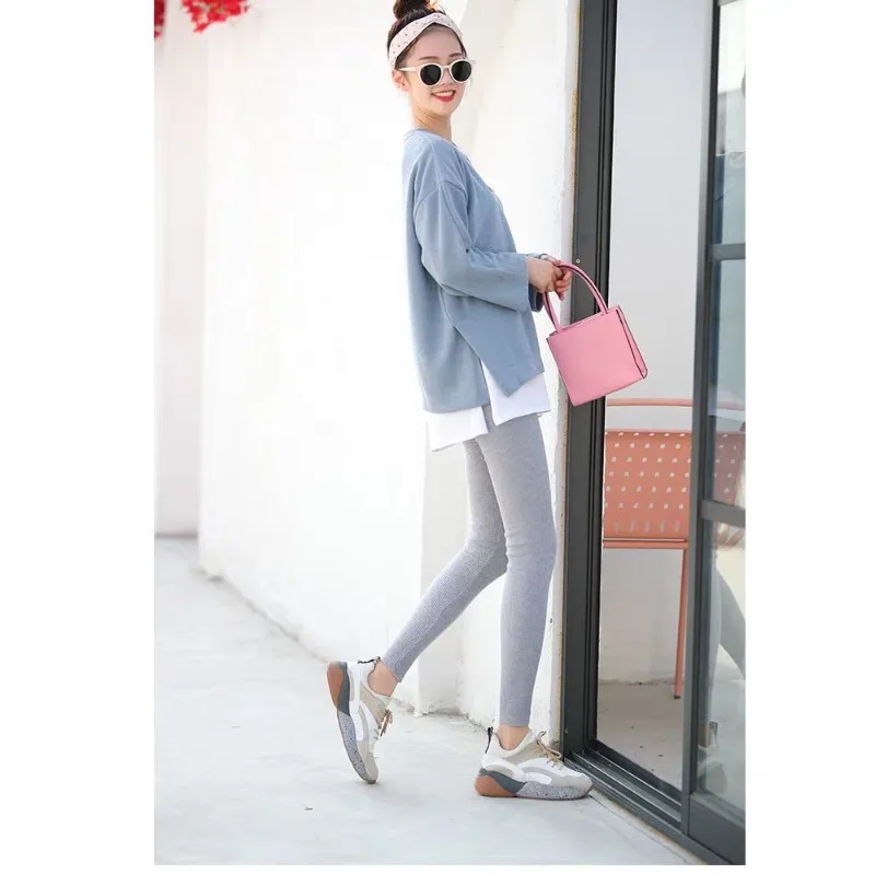 Ribbed Leggings For Women 2025 High Waist Autumn Winter Warm Legging Cotton Fashion Casual Threaded  Pants Women Leggins