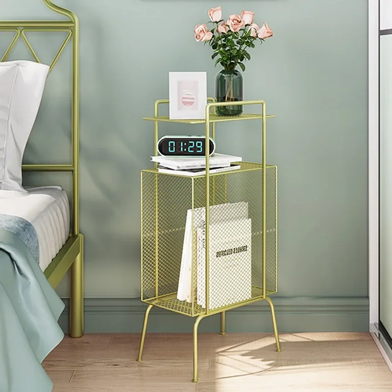 Iron bedside table Mini super narrow small shelf