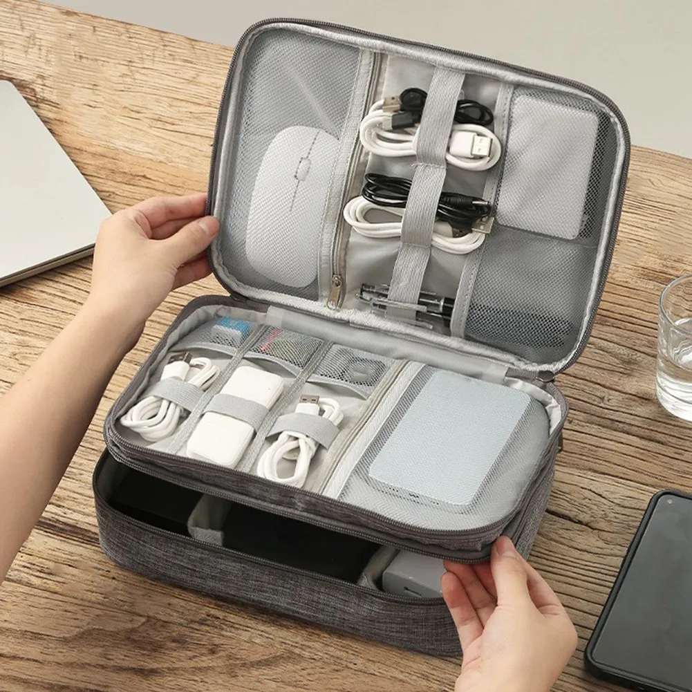 

Cable Storage Bag Digital Electronics Organizer for Travel, Portable Case for Cables, Chargers & Accessories GrayJAS