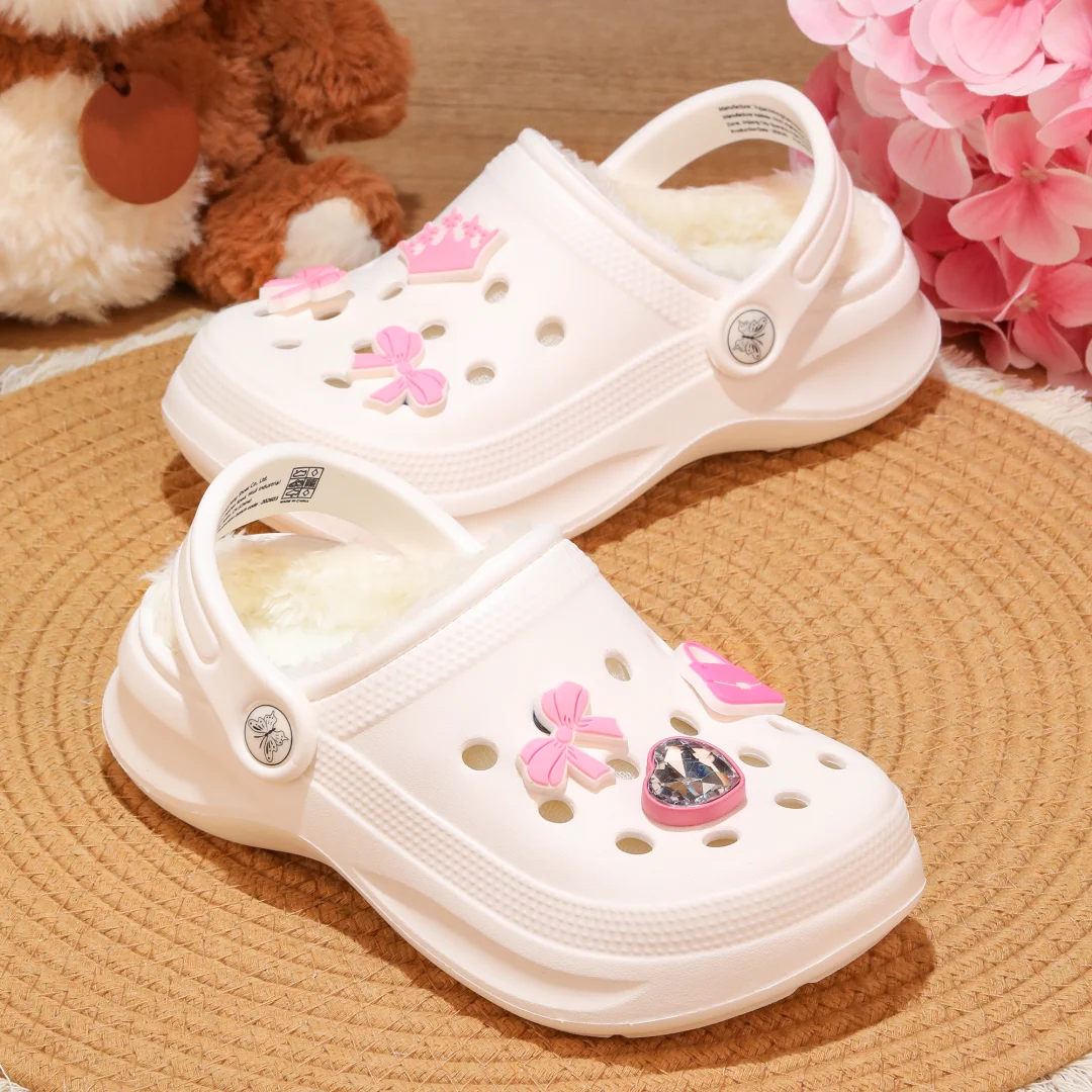 Kinder-Clogs und -Mules mit Fellfutter, leichte Garten-Schuhe mit Baumwollfutter, warme Hausschuhe für Jungen, Mädchen und Kleinkinder, 168. – Detail 2