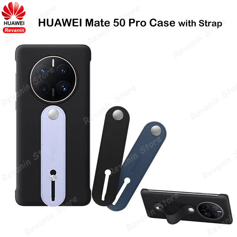 

Original HUAWEI Mate 50 Pro Case Stand Support PU Leather Cover Shell with with Portable Leather Strap Cover for Mate50 Pro
