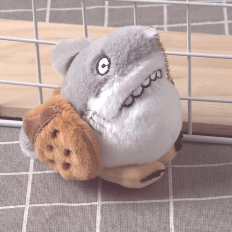 12cm Funny Shark&Bee Keychain Cartoon Plush Stuffed Soft Toy Shark Bee Doll Girl Couple Bag Pendant Birthday Gift