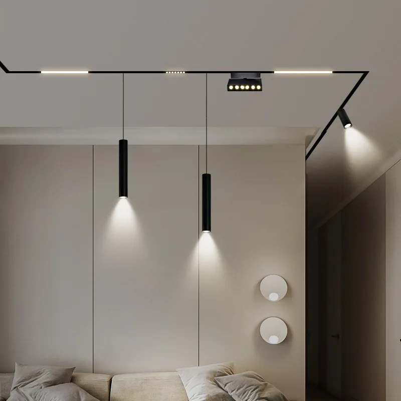 Magnetic Light New Trend 48V Linear Spotlight Magnetic Track Light Led Track Light Surface Recessed Pendant 5W 15W 40W Black 80
