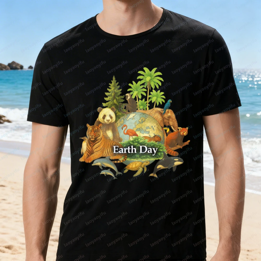 Earth Day Shirt Protect Animals Protect The Earth Graphic T-Shirt Men Woman Casual Summer Breathable Tees Nature Lover Gift Top