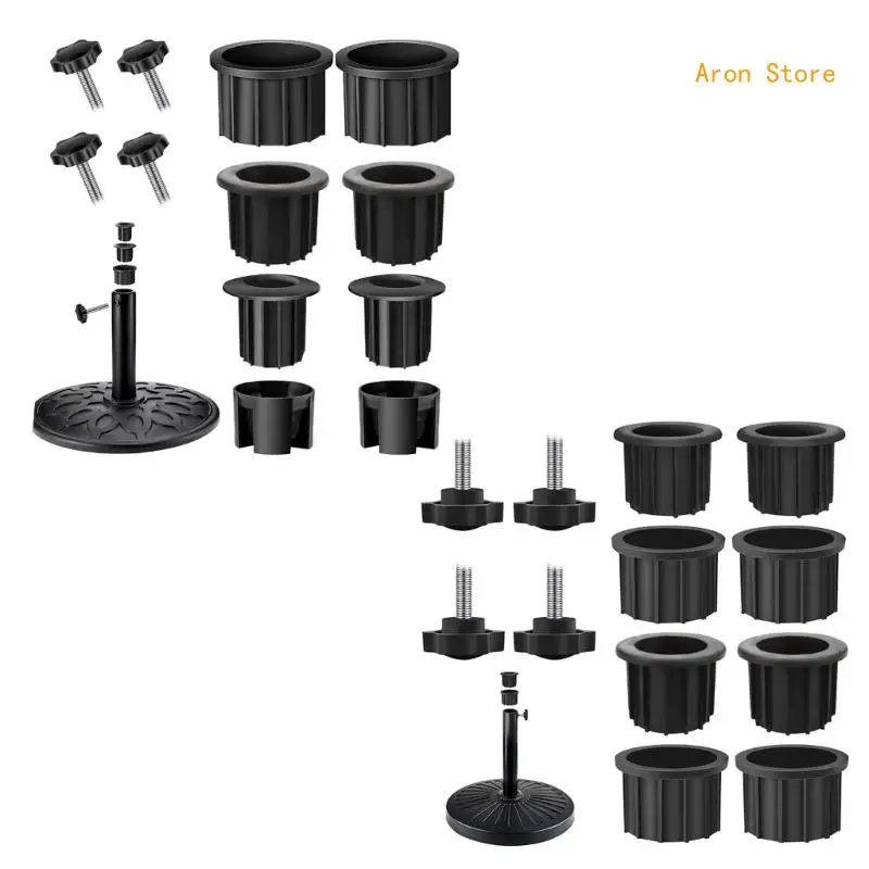 

12Pieces Heavy Umbrellas Stand Base Set, Adjustable Screw for Various Poles Sizes, Rusts Resistant Coating H3CF