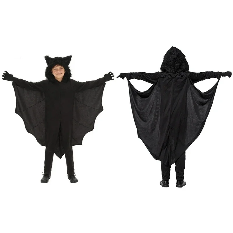 Halloween Kids Vampire Bat Costume Black Animal Fancy Dress Toddler Child Costume Bat Hood Jumpsuit