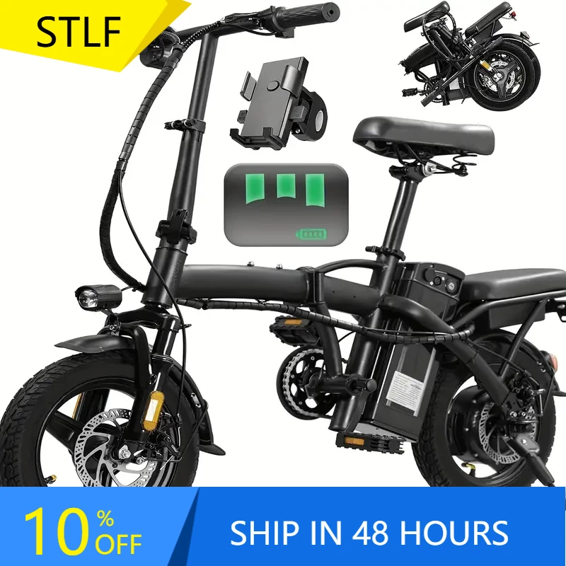 

STLF T14 500W Folding Electric Bike 48v 20ah 14inch 250W Foldable E Bike Long Battery E-City Commuter Bicycle for Delivery Food