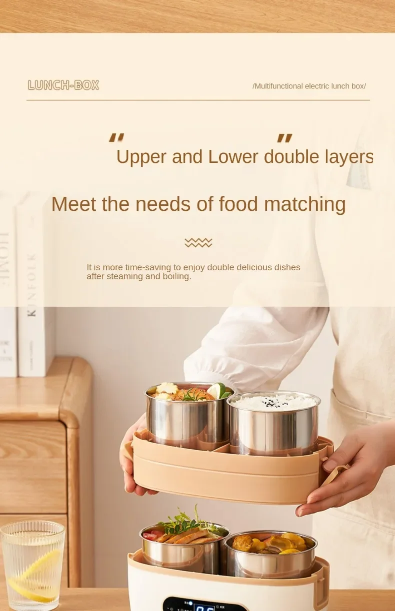 Kitchen appliances Smart electric lunch box Stainless steel food warming box Food heater Electric lunch box