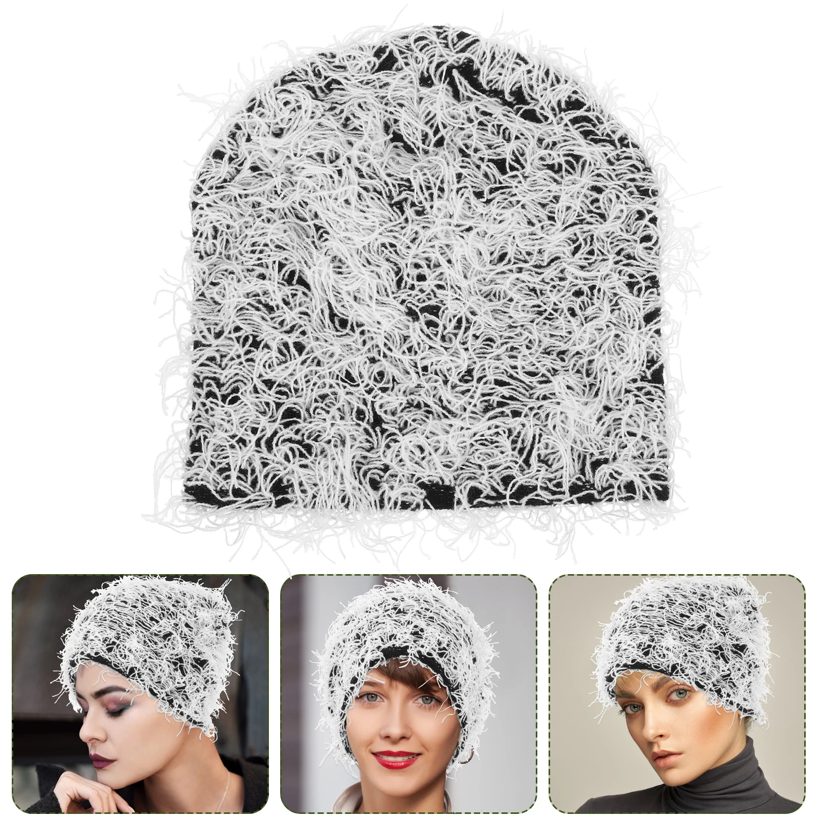 

Women Beanie Hat Fashionable Woolen Cap for Outdoor Casual Use Black Red Knitted Warm Yarn Hat Breathable Street Style