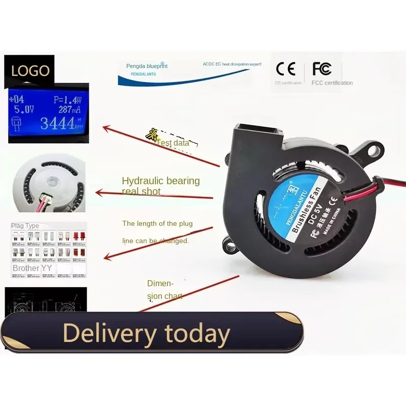 pa  Blueprint 6025 Turbine Blower Hydraulic Bearing 5V 0.29A Silent DC Brushless Cooling Fan